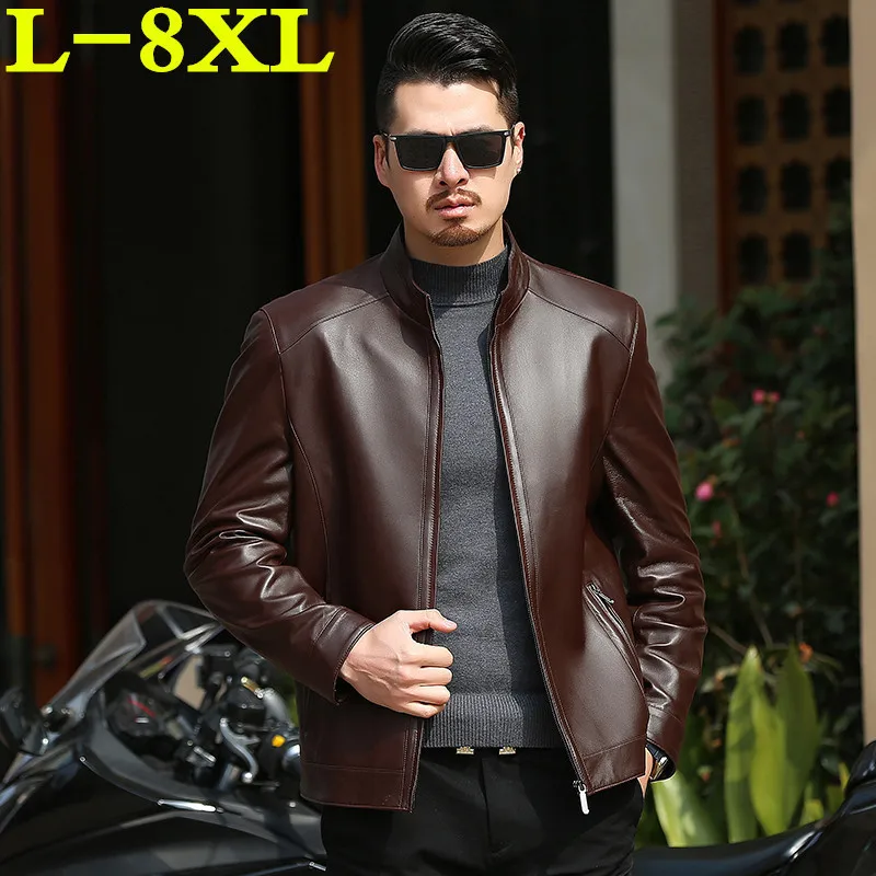 Размера плюс 8XL 7XL для осени и зимы Мотоциклетные Куртки из натуральной кожи