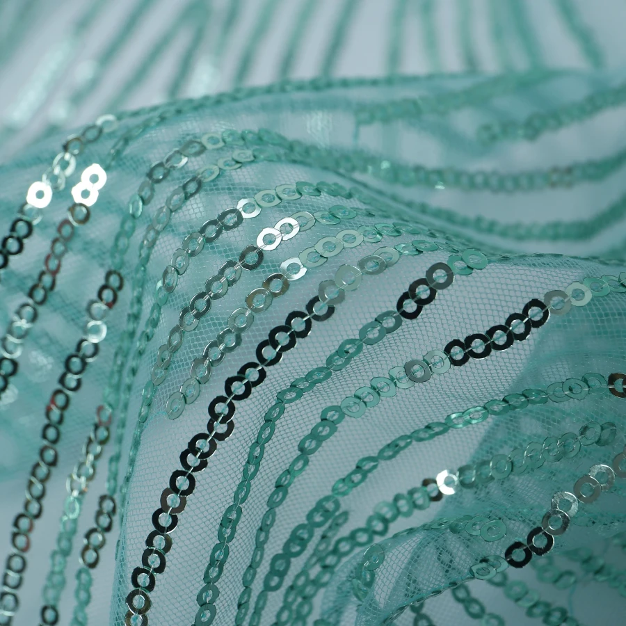 Упаковка из 5 ярдов волнистой полосатой блестки вышитая кружевная ткань сетка с