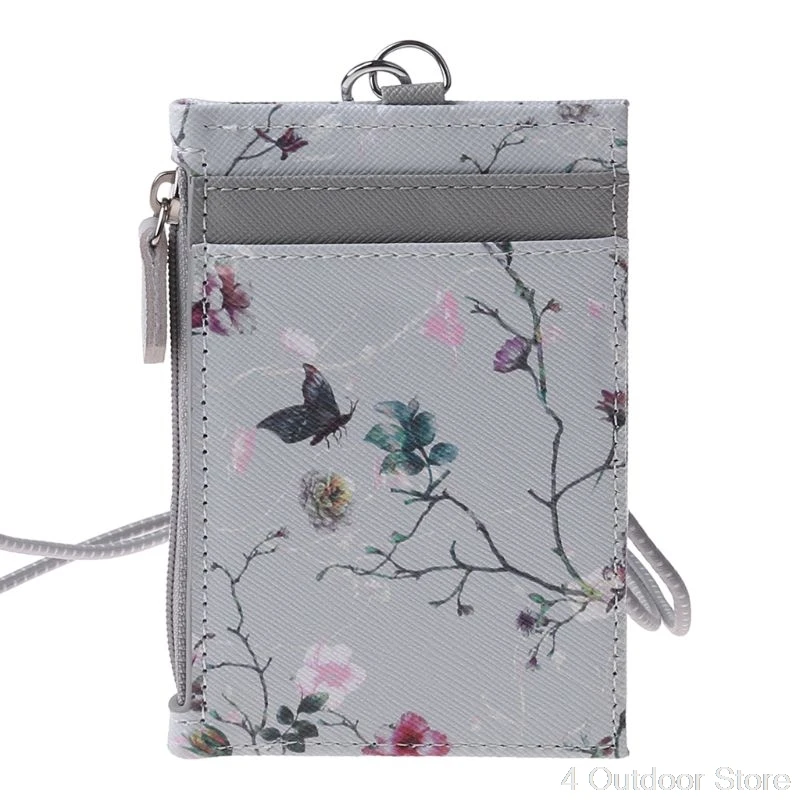 

Portable ID Badge Credit Card Holder Leather Pocket Case Business Wallet with Neck Lanyard O01 20 Dropshipping