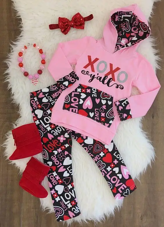 Наряд на День святого Валентина для девочек Одежда маленьких Изысканная одежда