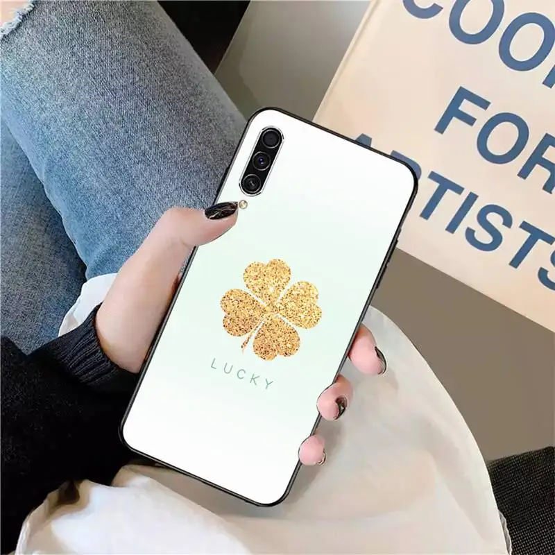 

Lucky Green Four leaf clover Phone Case For Samsung galaxy S 9 10 20 A 10 21 30 31 40 50 51 71 s note 20 j 4 2018 plus