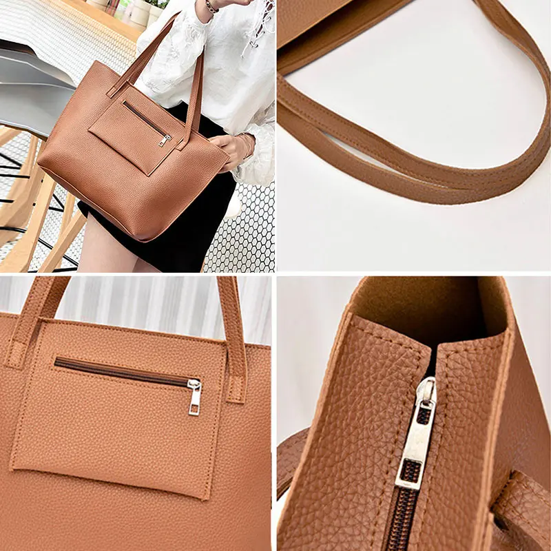 Женская сумка-мессенджер из искусственной кожи вместительная повседневная 4