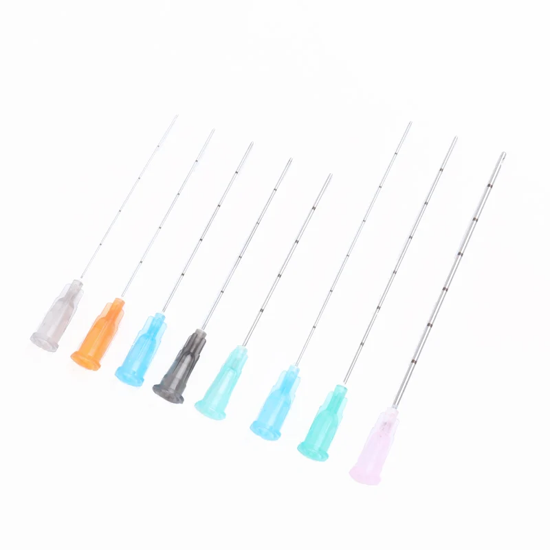 

50pcs Blunt-tip Cannula for filler injection 18G 21G 22G 23G 25G 27G30G uric acid facial filling nose slight blunt needle