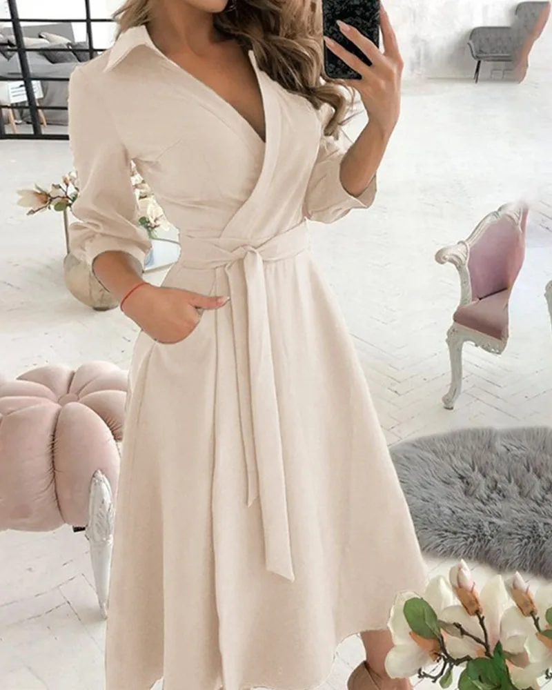 

платье женское платье V-neck printed lace-up dress ropa mujer vestidos