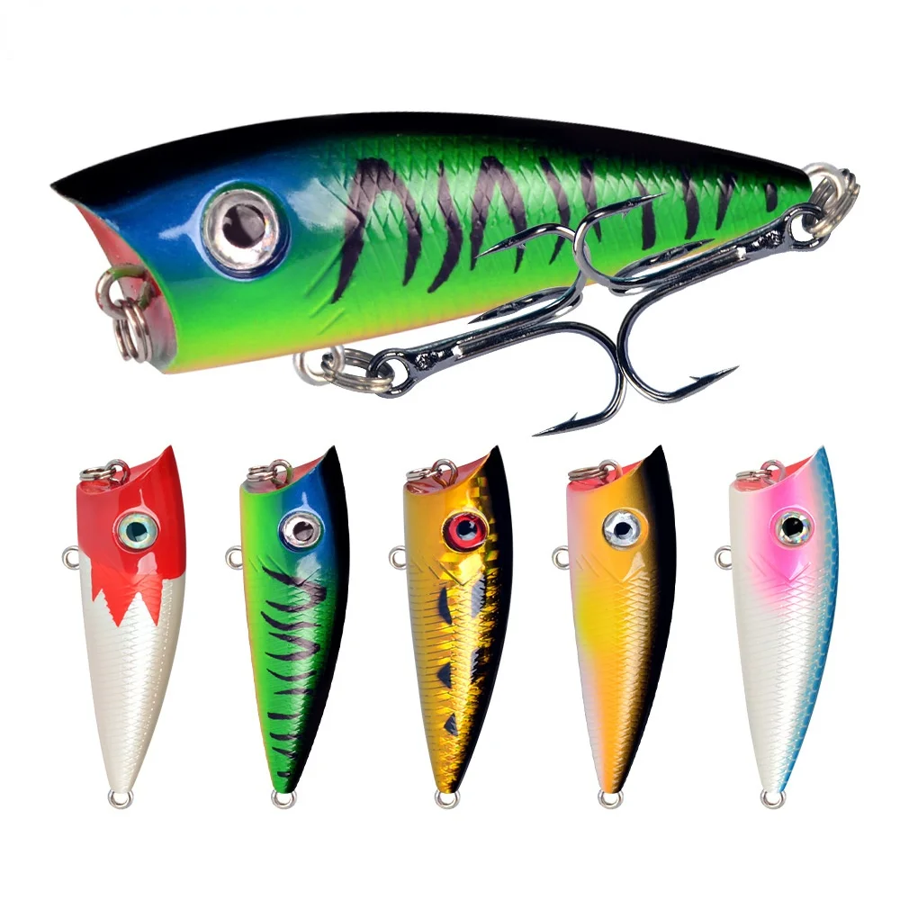 

1pcs Fishing Lures Floating Popper Bait 6cm 6.5g Hard Bait Artificial Wobblers Plastic Fishing Tackle with 6# Hooks