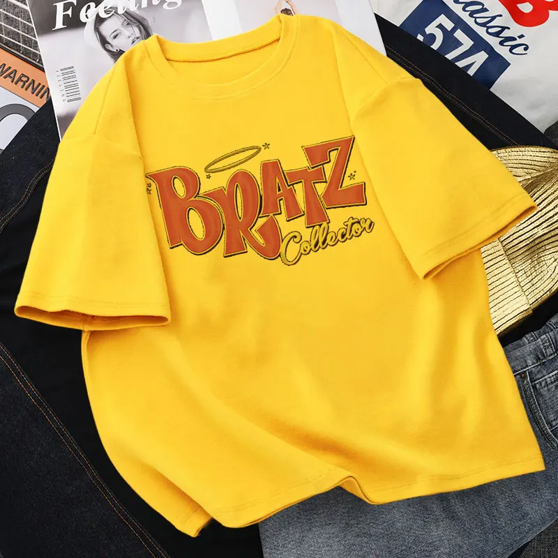 2021 Новая летняя футболка Bratz с надписью повседневный белый топ для девочек модная