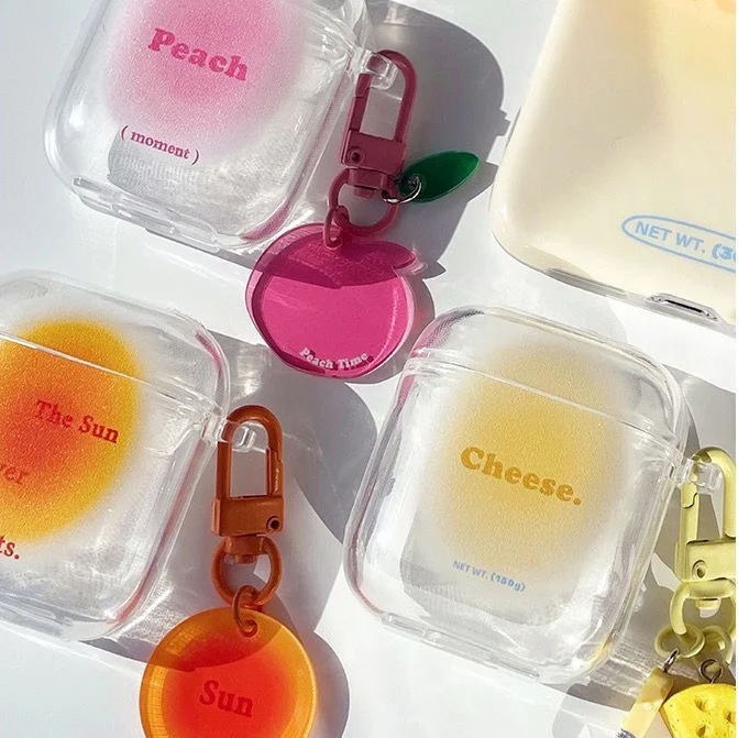 

INS Sunset Cheese Egg Yolk Peach Earphone Headset hard plastic Case Cover for airpods1/2 Apple Wireless Charging Box Bag
