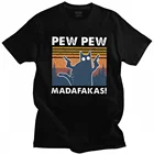 Забавные футболки с изображением кошки пью мадафакаса, мужские хлопковые винтажные футболки Crazy Cat, уличная футболка, Повседневная футболка с коротким рукавом, подарок
