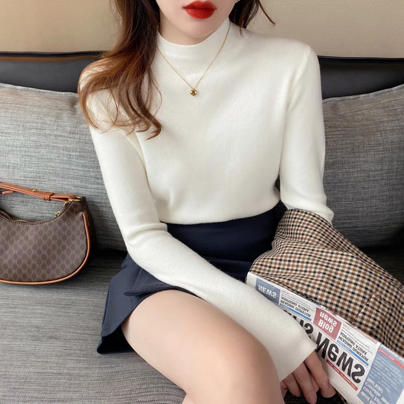 Осенне-зимний нежный топ с воротником средней длины в западном стиле | Женская
