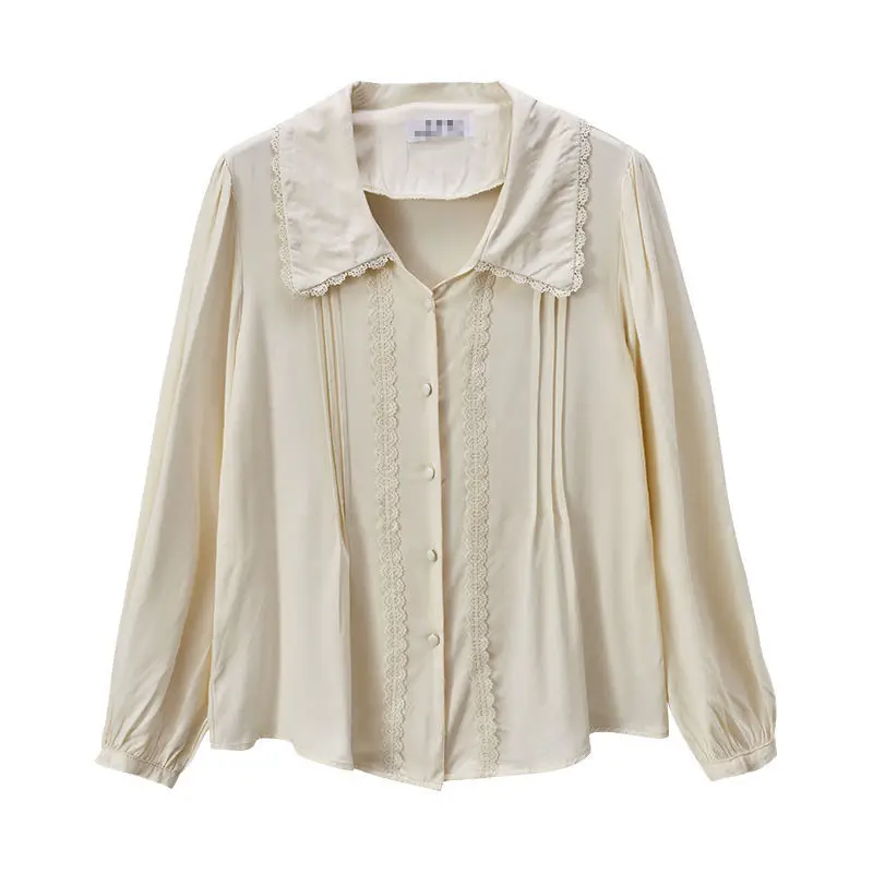 

Shirts Women Long Sleeve Pure Color Casual Students Sweet Korean Style All-match Mujer De Moda Blouses Spring Fashion Shirt Tops