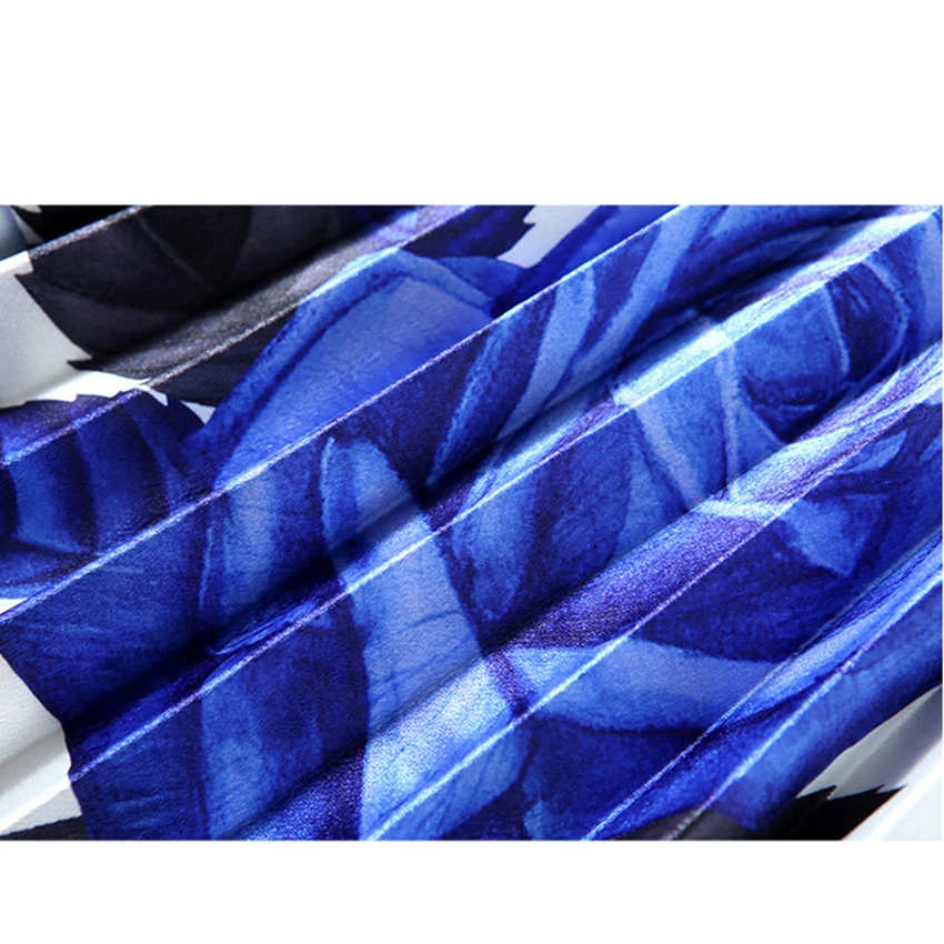 

Winter Dress Turtleneck Knitted Dress Women High Quality European Fashion Floral Print Vintage Pleated Dresses Runway Designer