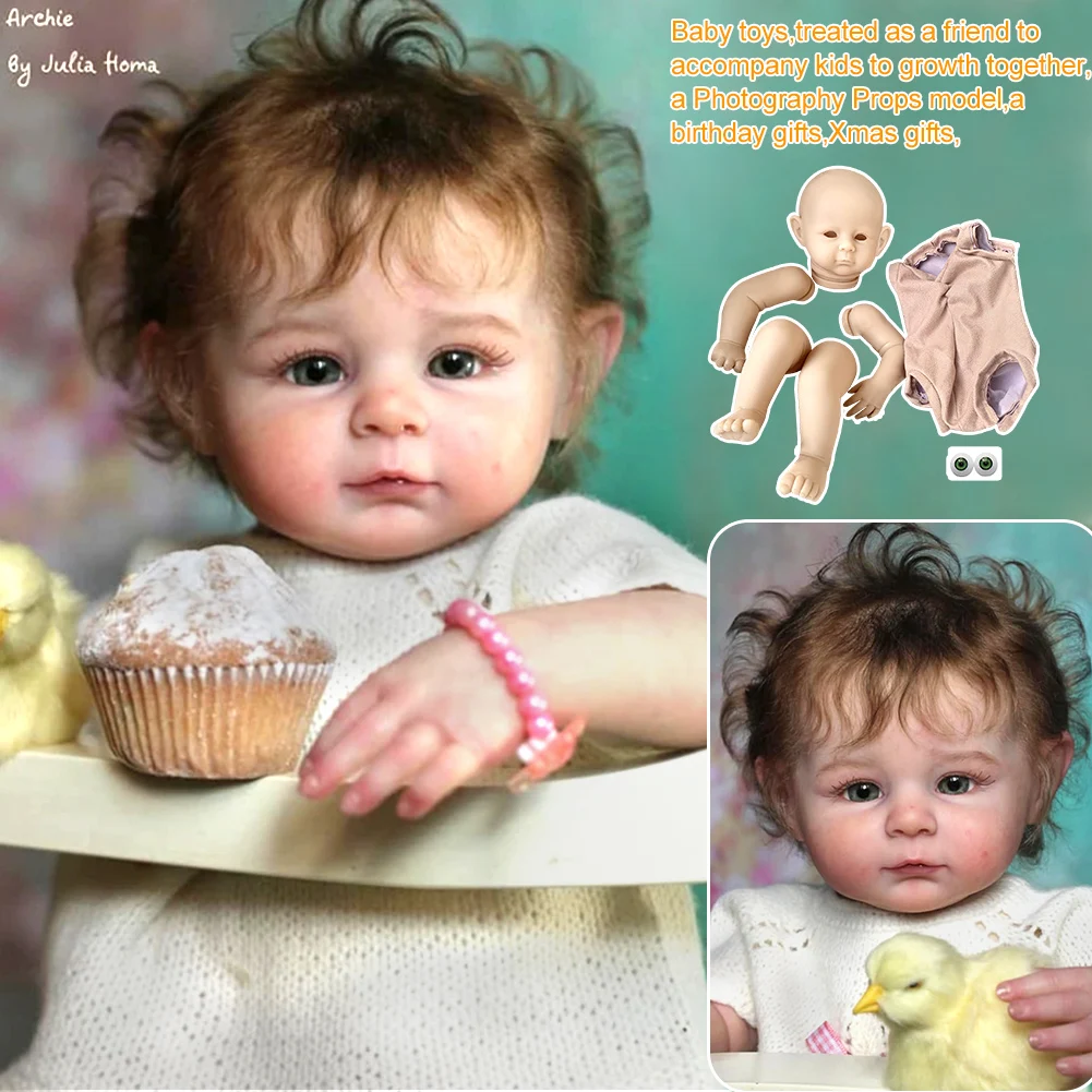 

22inch Lifelike Soft Silicone Accessories Baby DIY Making Gift Toys Archie Mould Reborn Doll Kit Unpainted Cloth Body