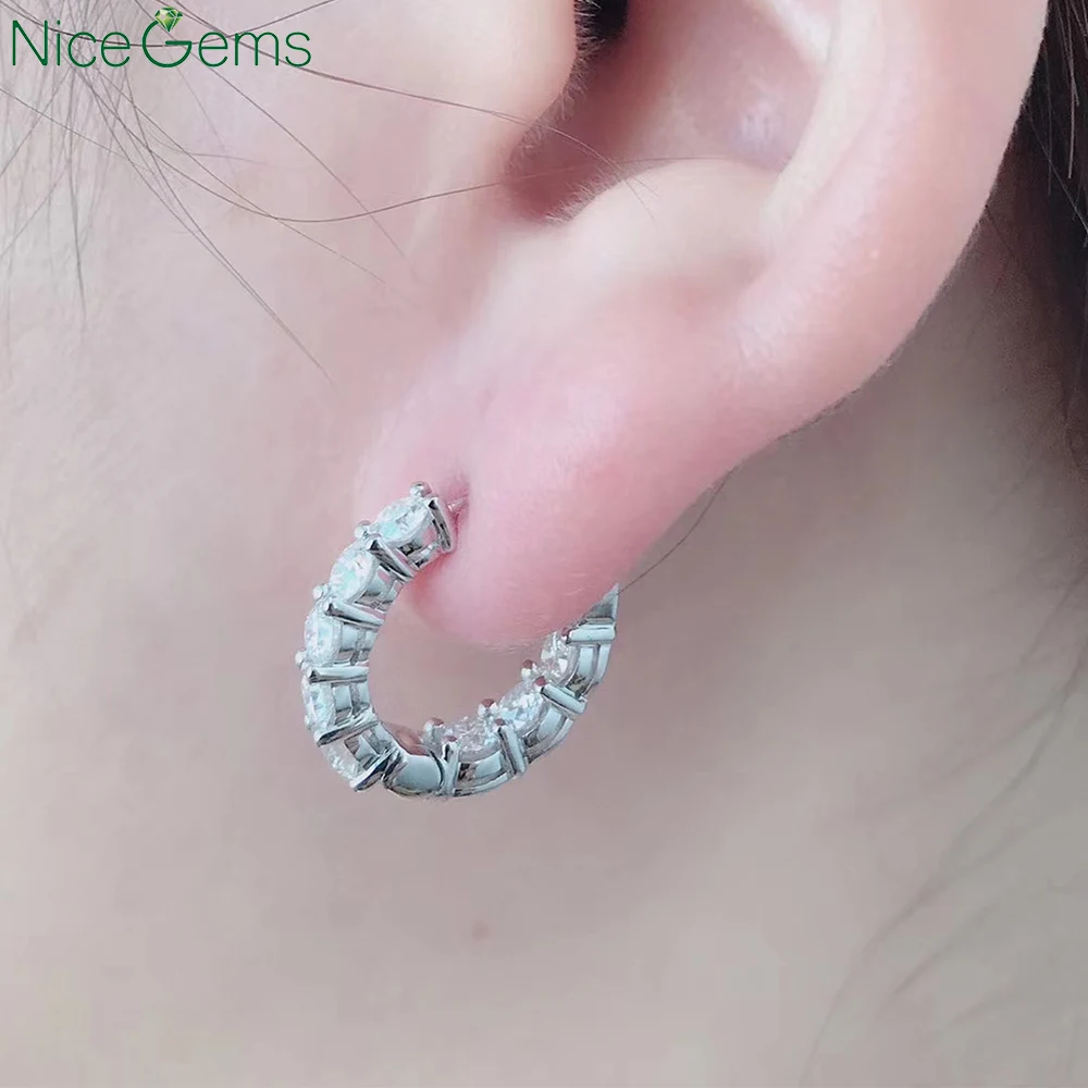 Серьги-кольца NiceGems женские с муассанитом цвет DF 3 мм 1 8 CTW | Украшения и аксессуары