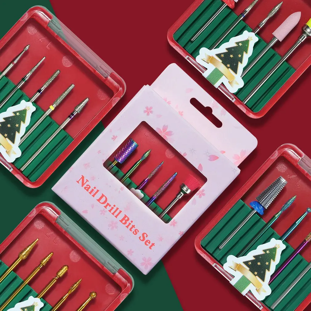 

Polishing Head Set Christmas Nail Tungsten Steel Polishing Head Portable Two-way Nail Removal Polishing Set