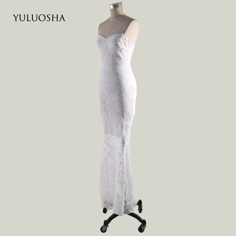 YULUOSHA Модное Длинное белое платье русалка вечернее для выпускного вечера