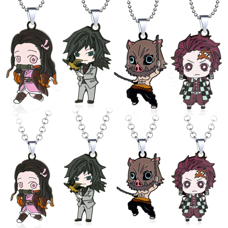 

kimetsu no yaiba Necklace Men Demon Slayer Cosplay Figure Hashibira Inosuke Kamado Nezuko Tanjirou Necklaces Women Jewelry New