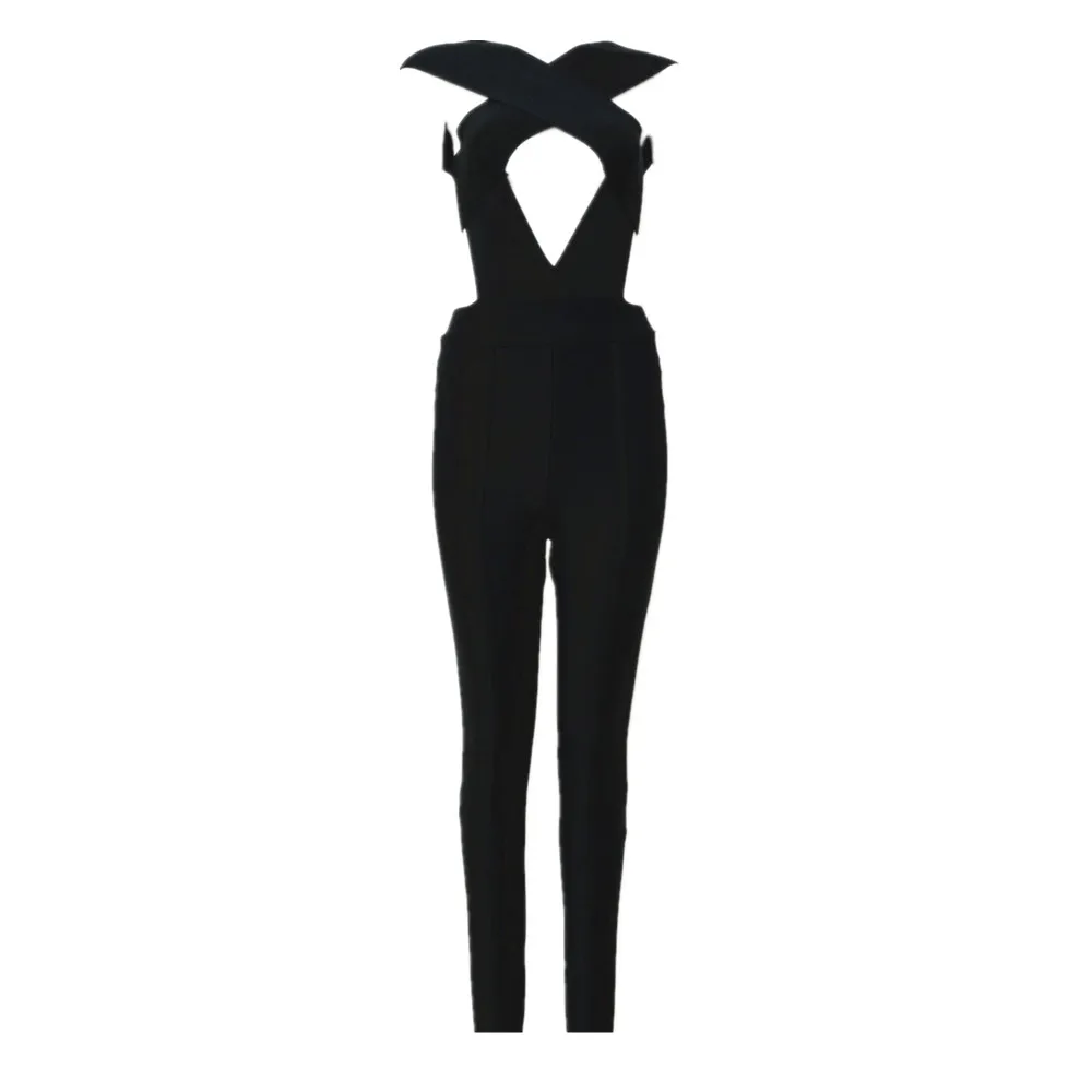 Черные Облегающие комбинезоны для женщин вечерние сексуальные наряды