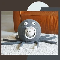 lovely octopus cat pet bed with tentacles washable cat warm nest villa with pillow bed for dog cat pet cushion in cat supplies