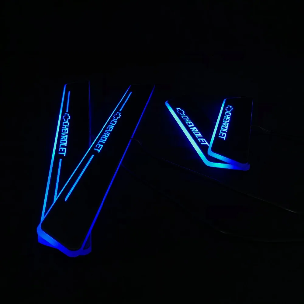 

Infrared sensor control led door sill plate strip welcome light threshold guard protectors for Chevrolet sail