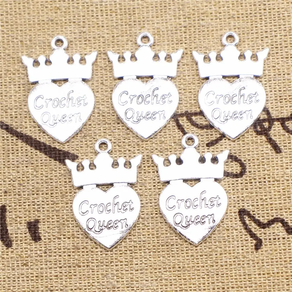 

Jewelry Making Charms 5pcs 25x18mm Antique Silver Color Crown Plate Charms