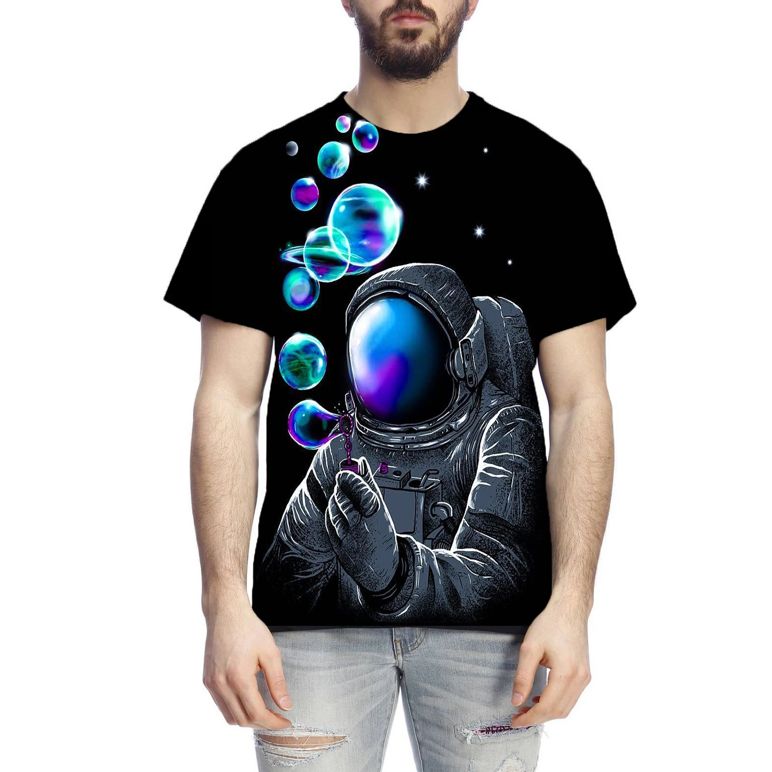 

2021 Fashionable Men's 3D Printed T-shirt Xingkang Astronaut Pattern Casual Oversized T-shirt Casual Harajuku Short Sleeve