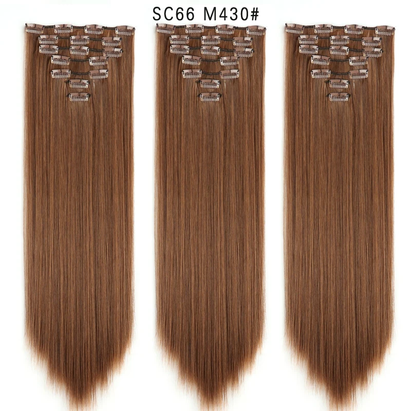 SC66 M430 22 дюйма длинные прямые женские клипсы для наращивания волос Синтетические накладные волосы прическа термостойкие белый красный фиолетовый розовый Юнис - Цвет: SC66 M430