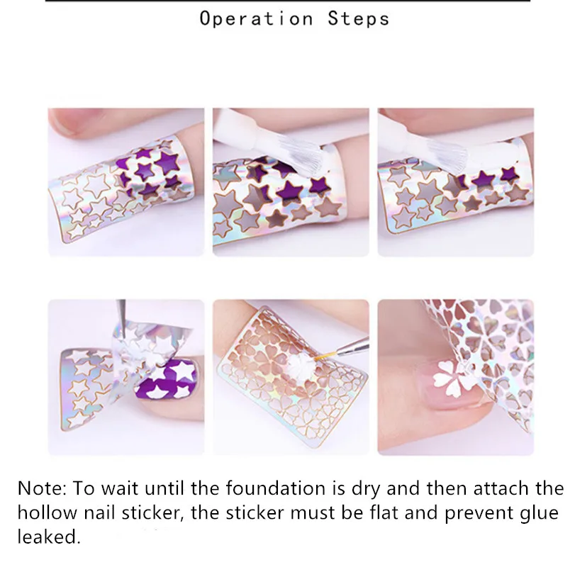 6/12/24 sheets Hollow Nail Art Tips Laser Guides Transfer Stickers Accessories French Tips Manicure Decal Decoration Stamping Template Nail Tools