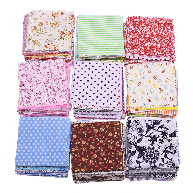 50pcs Squares 10*10cm Colorful Patchwork Cotton Sewing Fabric Quilt Material DIY Home Quarters Handcraft Needlework Fabric