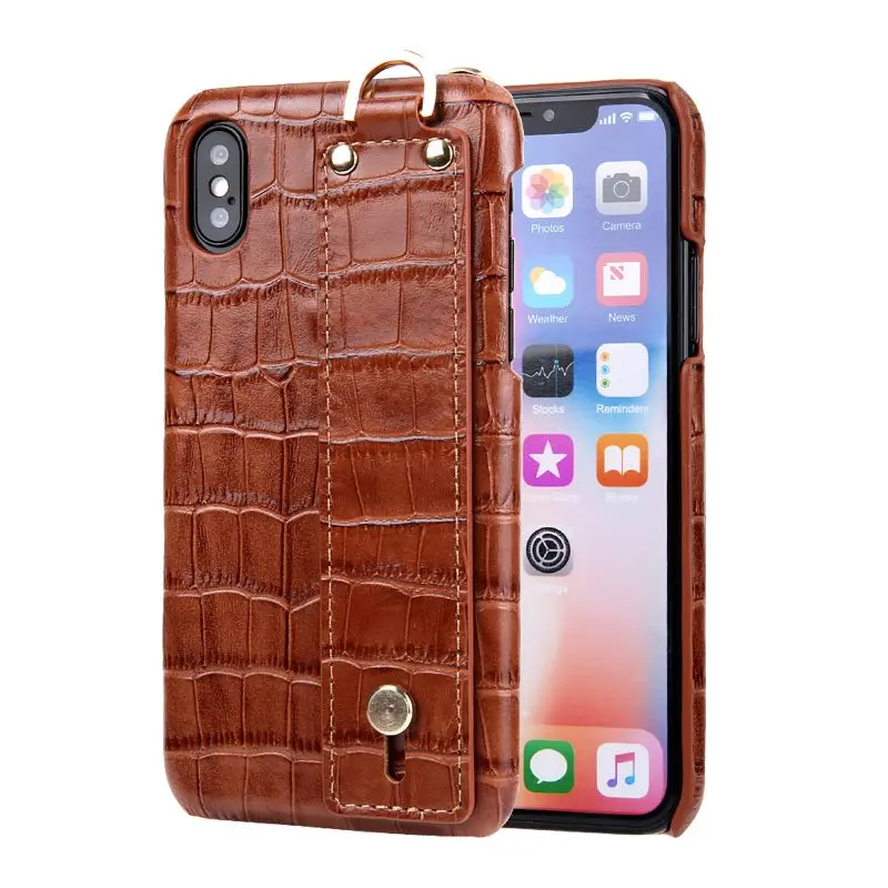 Тонкий чехол из натуральной кожи с держателем на ручном ремешке для iPhone X XS Max XR 10