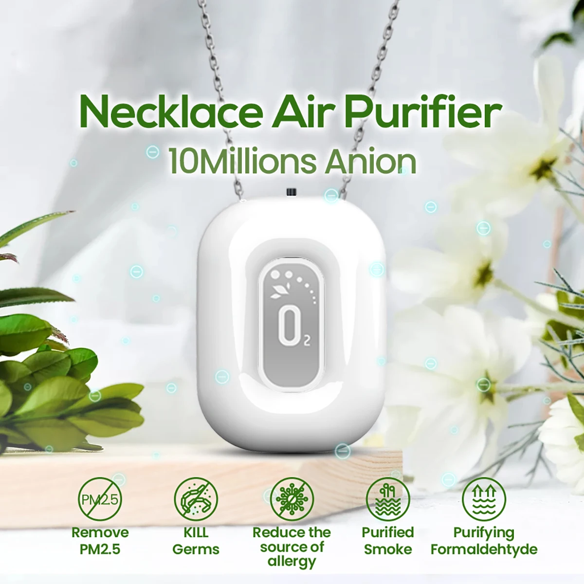 

Mini Portable Wearable Air Purifier Necklace USB Air Cleaner Negative Ion Generator Low Noise Air Freshener