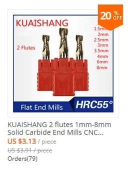 KUAISHANG 3-Flute 1~ 8 мм твердосплавные концевые фрезы для Алюминий CNC фреза HRC55 Вольфрам Сталь Концевые Фрезы с ЧПУ фрезы для контурной обработки