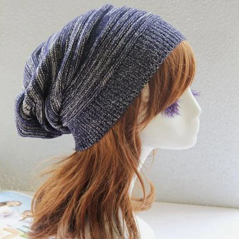 

Female Ball Cap Women Hat for Women Girls Two-tone Melaleuca Fold Warm Hip-hop Knitted Beanies Thick Women's Skullies Beanies