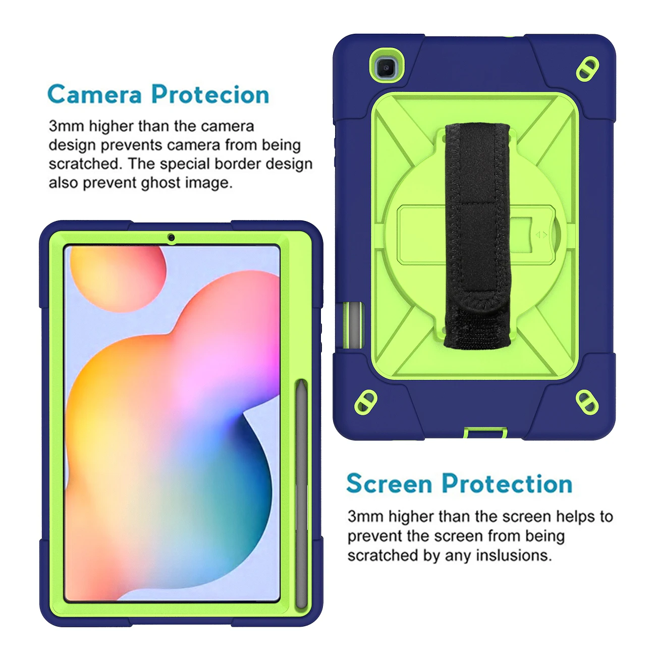 

Kids Safe Case for Samsung Galaxy Tab S6 Lite 10.4'' Heavy Hard Rubber EVA Stand Case for SM-P610 P615 Tablet Cover with Strap