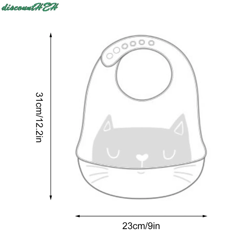 

1Pc Soft Silicone Baby Feeding Bibs Waterproof Cartoon Cat Pattern Adjustable Eatting Apron Infant Toddler Saliva Bibs