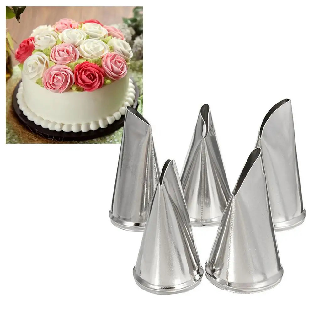 

5PCS 304 Stainless Steel DIY Craft Flower Rose Icing Piping Nozzles Cream Petal Pastry Cake Decorating Tips Wholesale Dropship