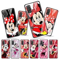 red minnie mouse tempered glass cover for samsung galaxy a01 a11 a21s a21 a31 a41 a51 a71 a81 a91 phone case