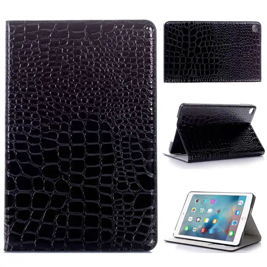 9,7 ''роскошный Coque для iPad Air 2 Air2 чехол A1566 A1567 крокодил Folio Stand PU кожаный защитный для iPad Air 2 роскошный чехол - Цвет: Black