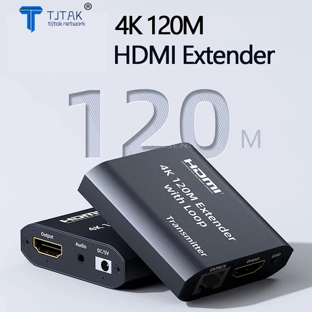4K HDMI совместимый удлинитель 120 м с выходом через петлю по cat5e/6 RJ45 LAN кабелям Ethernet