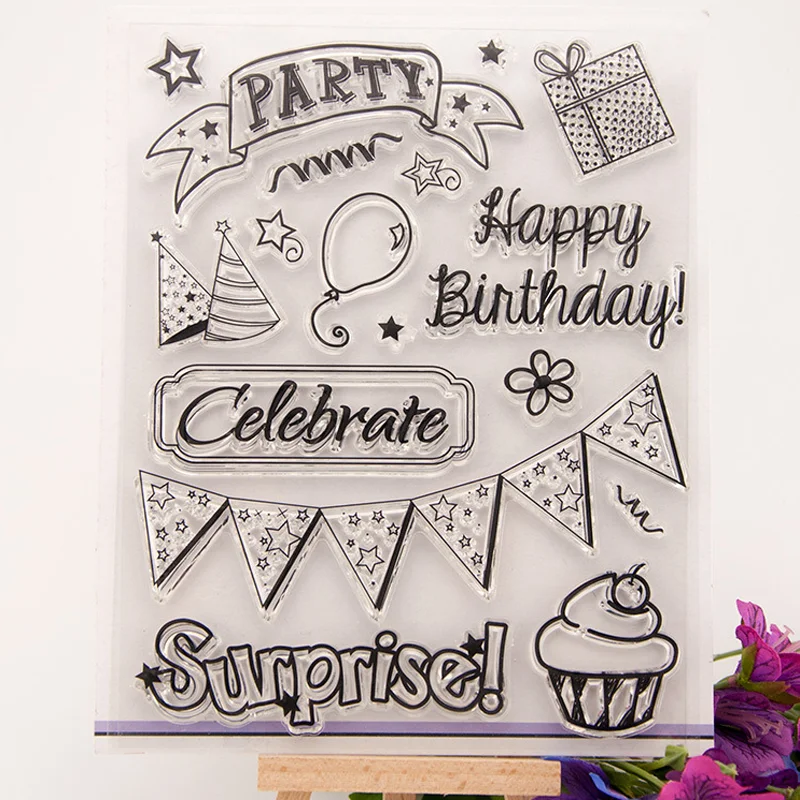 

1pc Colorful Flags Cap Transparent Clear Silicone Stamp Seal Diy Scrapbooking Rubber Stamping Coloring Diary Decoration Reusable