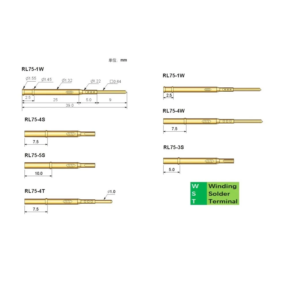 100 шт. тестовый зонд серии RL75 соединение длиной гнезда для подпружиненной