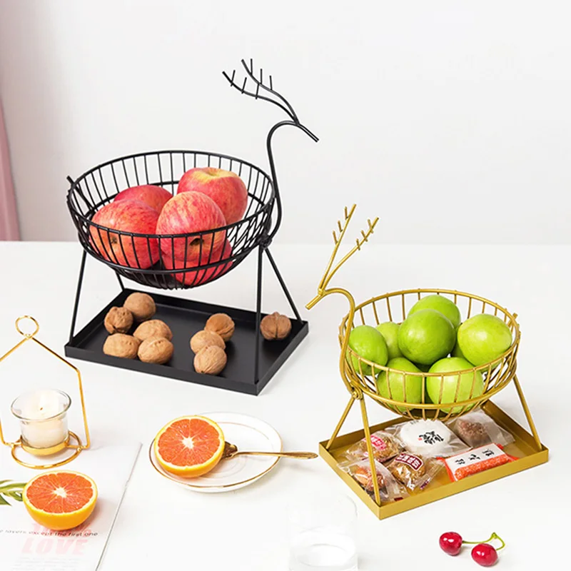 

Креативная и простая железная домашняя тарелка для фруктов, корзина с двойным сливом в скандинавском стиле, легкая Роскошная закуска журна...