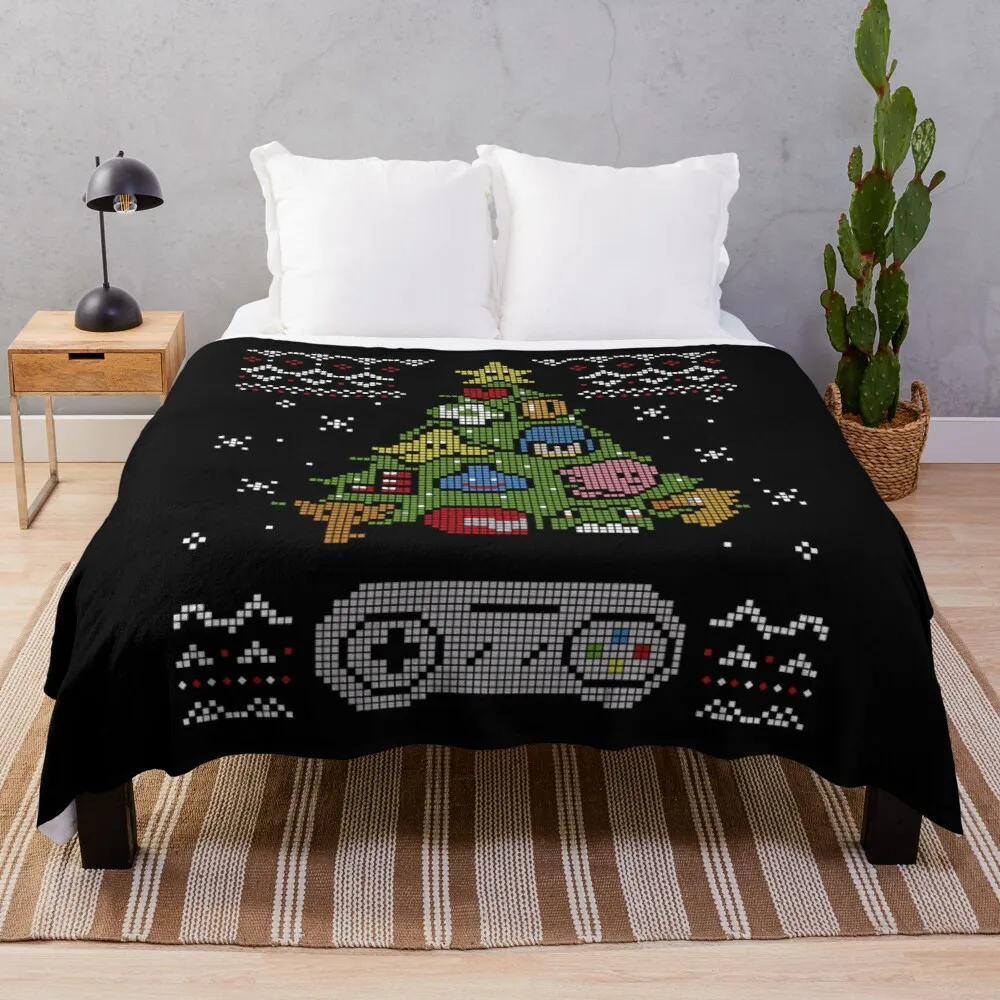

christmas tree video games Luxury Blankets Super Soft Printing Family Car and Sofa Bed throws Summer Office Quilts