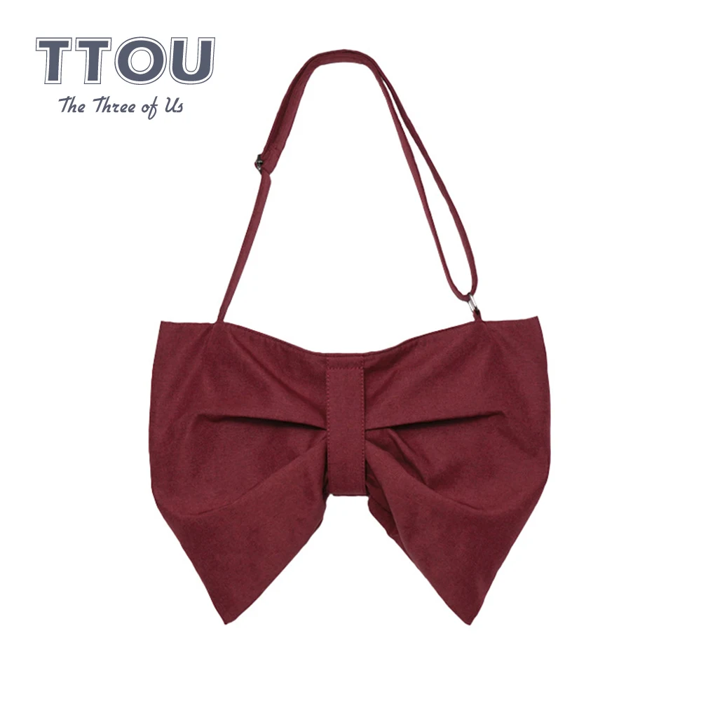 

Casual Single Bowknot Shoulder Bag for Women's 2021 Large Capacity Crossbody Bag Leisure Fashion Canvas Female Travel Bag