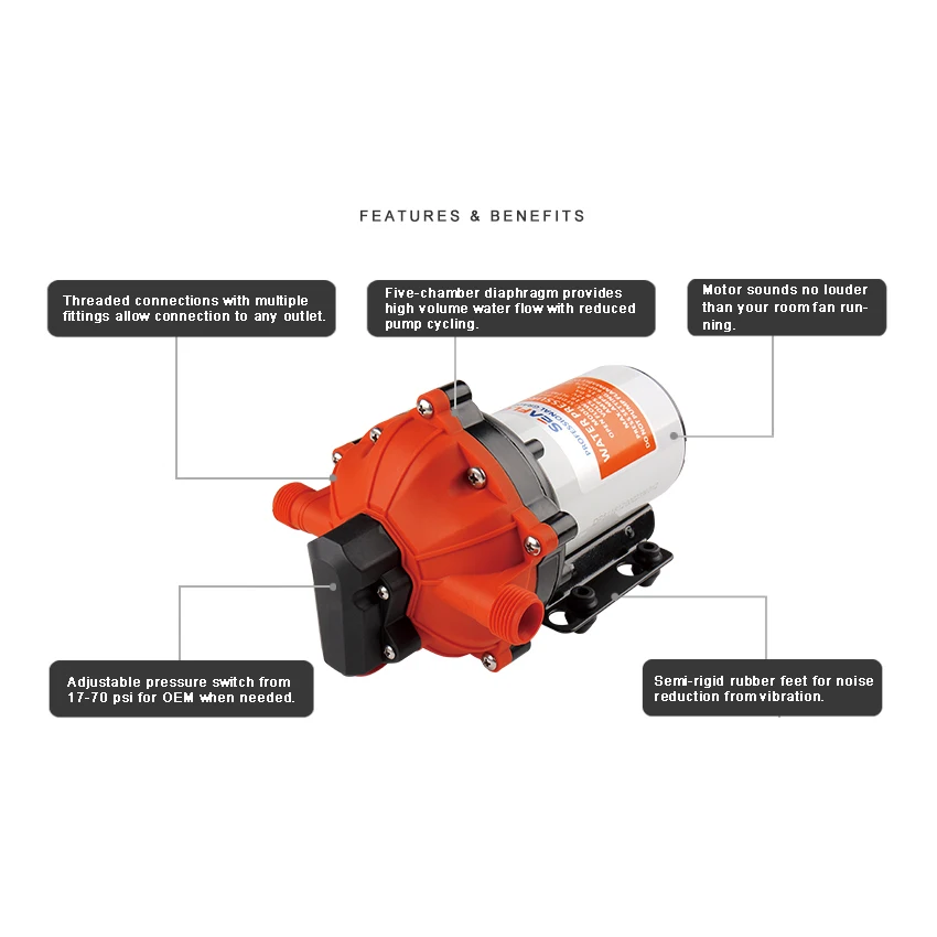 

SEAFLO 55 Series High Flow Diaphragm Pump 24V 5.0 GPM 60PSI