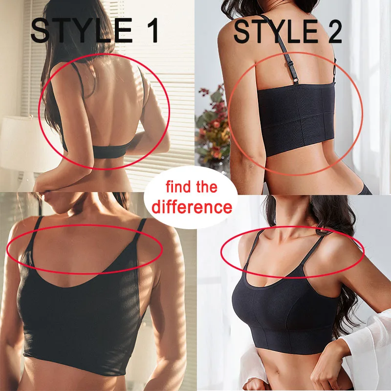 

Women Tank Crop Top Bra Underwear Seamless Tube Top Back Hollow Lingerie Wire Free Intimates With Removable Padded 2019