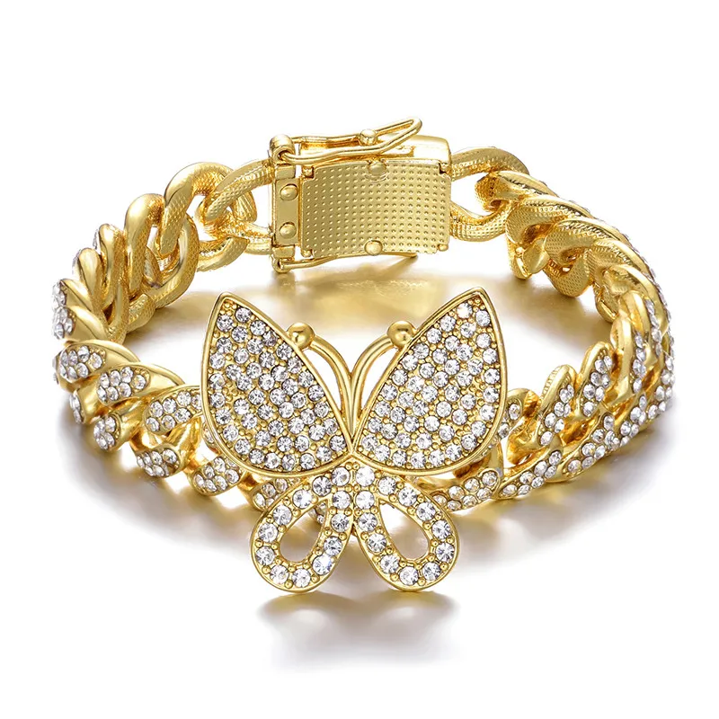В стиле хип хоп AAA Bling Майами кубинская цепь льдом мужской браслет стразы циркон