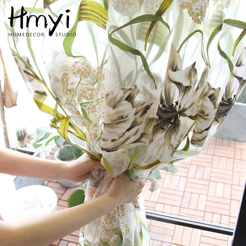 Американские тюлевые шторы тропические цветочные с листьями для гостиной кухни