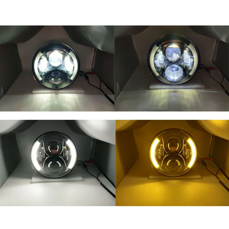 7 "60 Вт мотоциклетные фары с DRL halo светодиодная фара дюймов корпус ведро отделка
