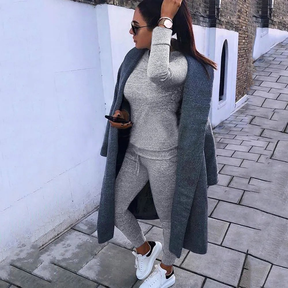 Женский спортивный костюм из 2 предметов для активного отдыха однотонный топ и