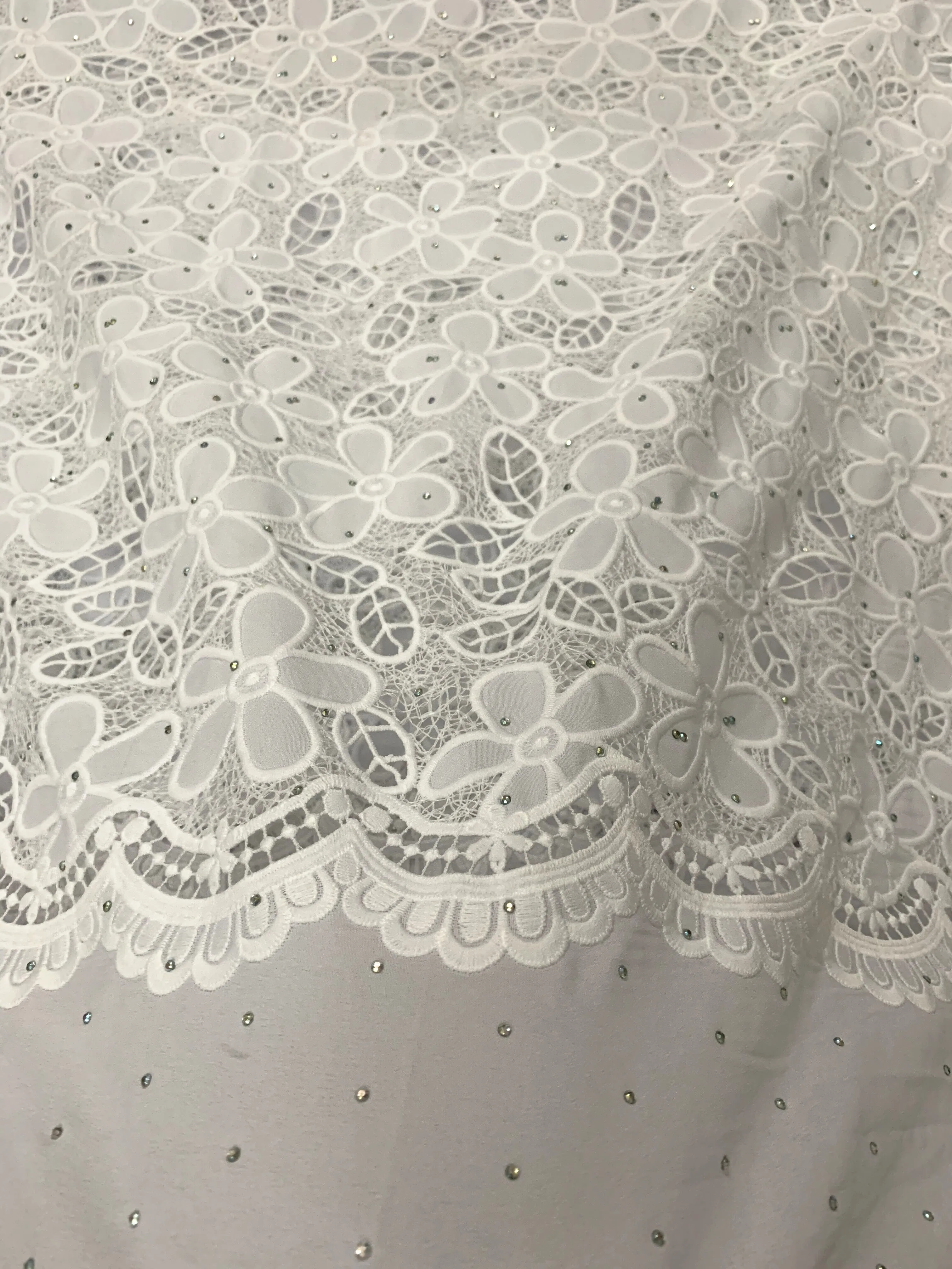 

2020 African Guipure Chiffon Lace Fabric Dress Styles For Aso Ebi Nigerian Cotton Soft Guipure with Rhinestone High Quality